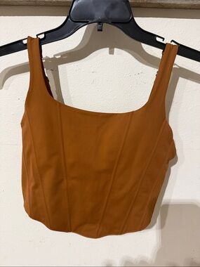 ReoRia Burnt Orange Square-Neck Crop Top